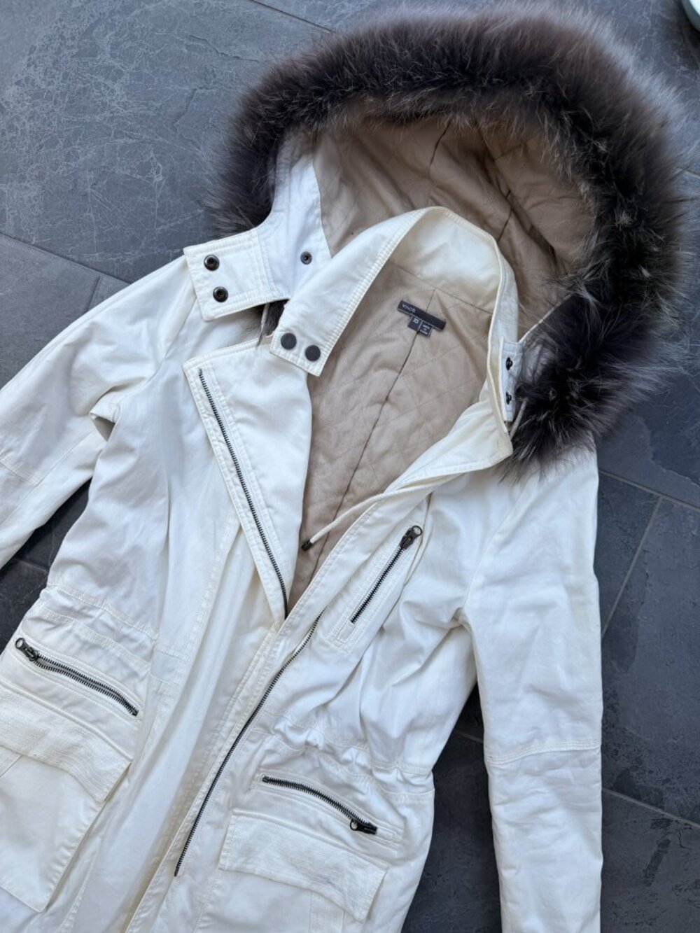 vince quilted genuine coyote trim parka size XS $995